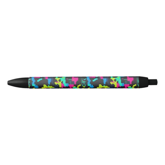 Neon Camouflagepatroon Zwarte Inkt Pen (Voorkant)