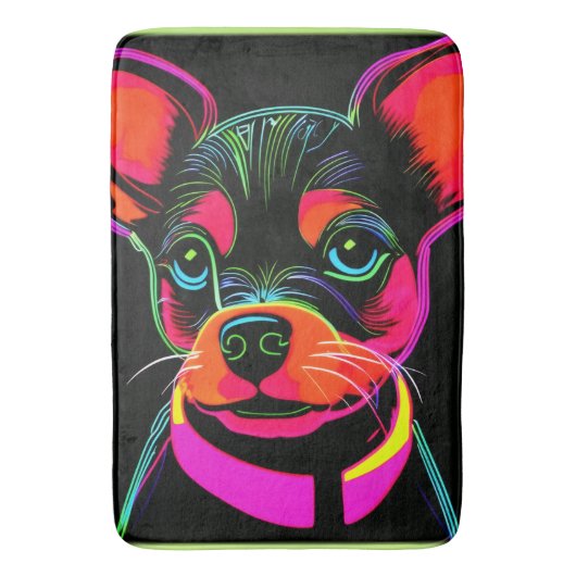 Neon Canine Puppy Art Badmat (Voorkant Verticaal)