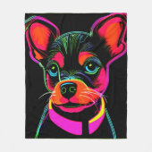 Neon Canine Puppy Art Fleece Deken (Voorkant)
