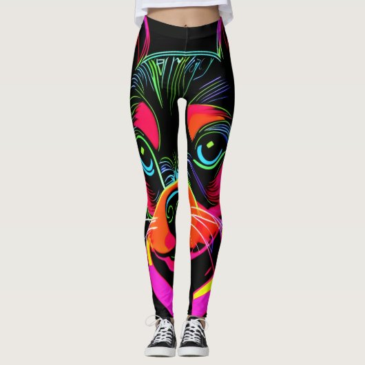 Neon Canine Puppy Art Leggings (Voorkant)