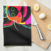 Neon Canine Puppy Art Theedoek (Quarter Fold)