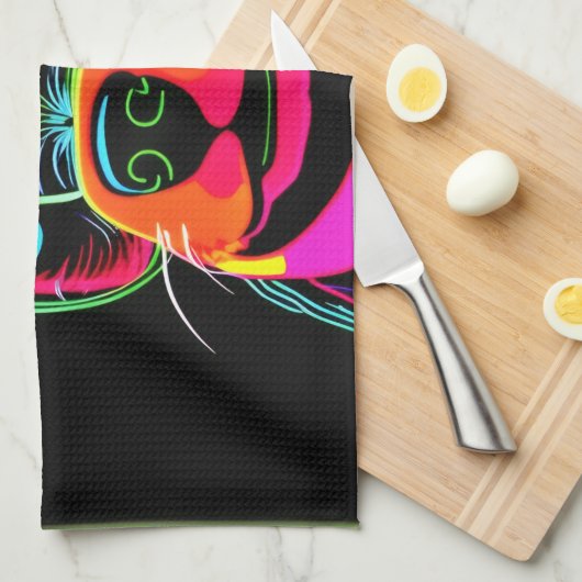 Neon Canine Puppy Art Theedoek (Quarter Fold)