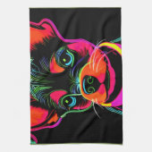 Neon Canine Puppy Art Theedoek (Verticaal)