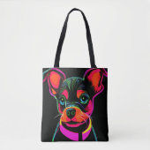 Neon Canine Puppy Art Tote Bag (Voorkant)