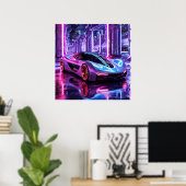 Neon car art poster (Thuiskantoor)