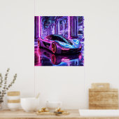 Neon car art poster (Keuken)