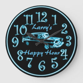 Neon Car, Custom Name Happy Hour Clock Grote Klok