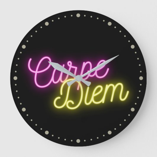 Neon Carpe Diem Word Art Grote Klok (Voorkant)