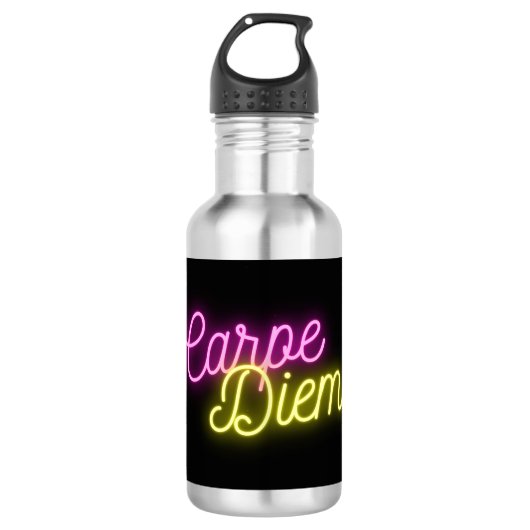 Neon Carpe Diem Word Art Waterfles (Voorkant)