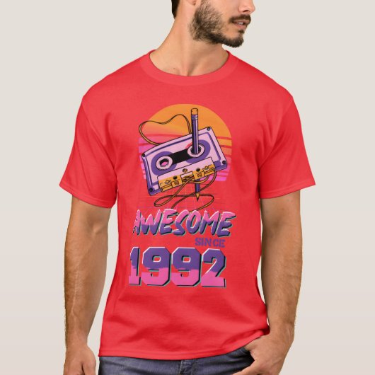 Neon Cassette 1992 Revival cadeau T-shirt (Voorkant)