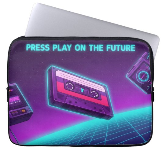 Neon Cassette Art Laptop Sleeve (Voorkant)