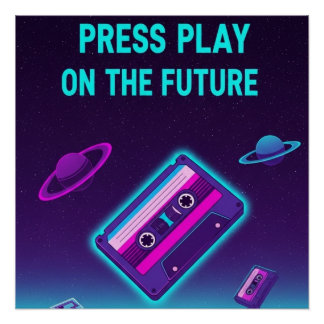 Neon Cassette Art Perfect Poster