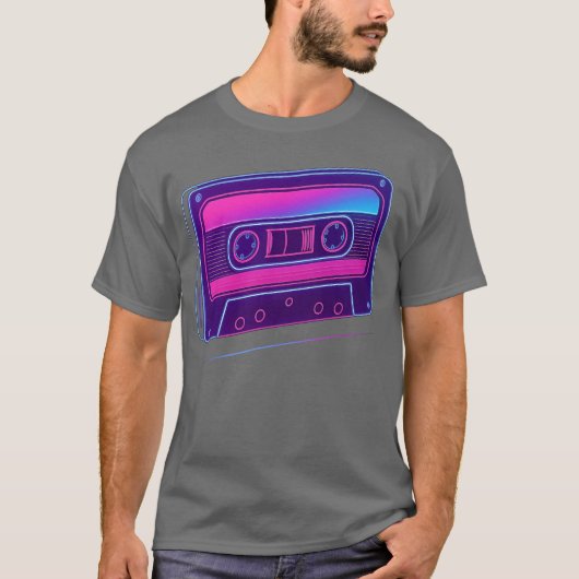 Neon Cassetteape Retro Design retro T-shirt (Voorkant)