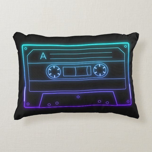 Neon Cassettebandje Retro Esthetische Worp Kussen (Voorkant)