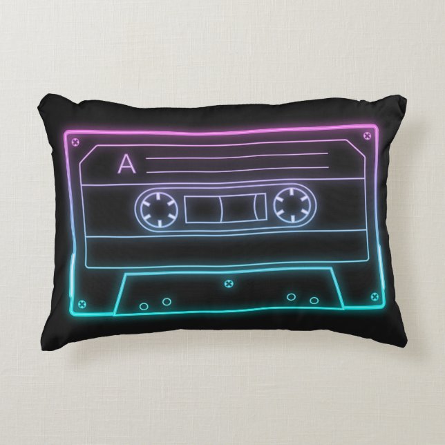 Neon Cassetteregel Retro Esthetische Worp Kussen (Voorkant)