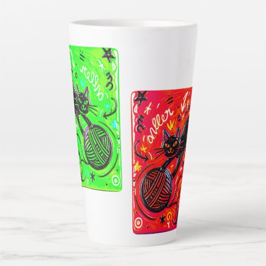 Neon Cat Coffee   Latte Mok (Voorkant)