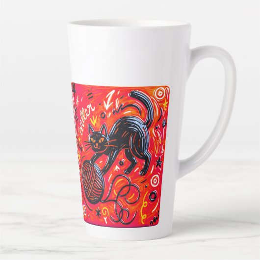 Neon Cat Coffee   Latte Mok (Rechts)