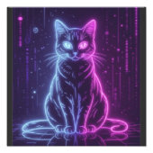 **Neon Cat Design – Glowing Futuristic Feline Art* Foto Afdruk (Voorkant)