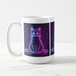 **Neon Cat Design – Glowing Futuristic Feline Art* Koffiemok