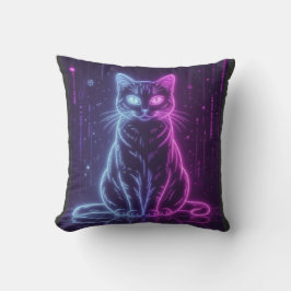 **Neon Cat Design – Glowing Futuristic Feline Art* Kussen