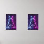 **Neon Cat Design – Glowing Futuristic Feline Art* Muurkunst Sets (Voorkant)
