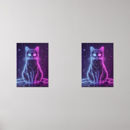**Neon Cat Design – Glowing Futuristic Feline Art* Muurkunst Sets