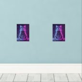 **Neon Cat Design – Glowing Futuristic Feline Art* Muurkunst Sets (Houten vloer)