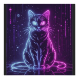 **Neon Cat Design – Glowing Futuristic Feline Art* Perfect Poster
