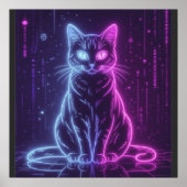 **Neon Cat Design – Glowing Futuristic Feline Art* Poster (Voorkant)