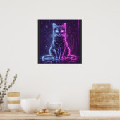 **Neon Cat Design – Glowing Futuristic Feline Art* Poster (Keuken)