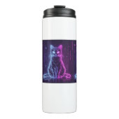 **Neon Cat Design – Glowing Futuristic Feline Art* Thermosbeker (Voorkant)