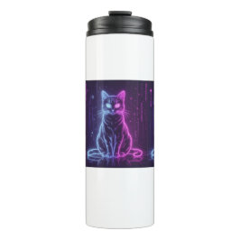 **Neon Cat Design – Glowing Futuristic Feline Art* Thermosbeker