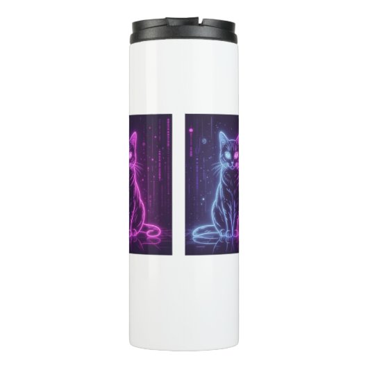 **Neon Cat Design – Glowing Futuristic Feline Art* Thermosbeker (Achterkant)
