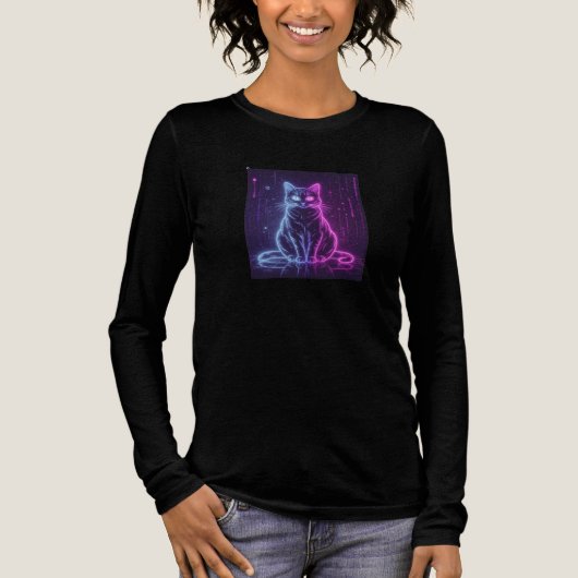 **Neon Cat Design – Glowing Futuristic Feline Art* Tri-Blend Shirt (Voorkant)