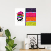 Neon Cat | Faux glitter Poster (Thuiskantoor)