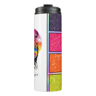 Neon Cat Faux glitter Thermosbeker
