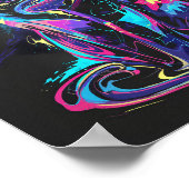 Neon Cat in Abstracte beweging Poster (Hoek)