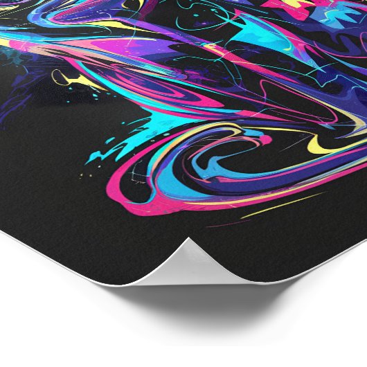 Neon Cat in Abstracte beweging Poster (Hoek)