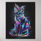 Neon Cat in Abstracte beweging Poster (Voorkant)