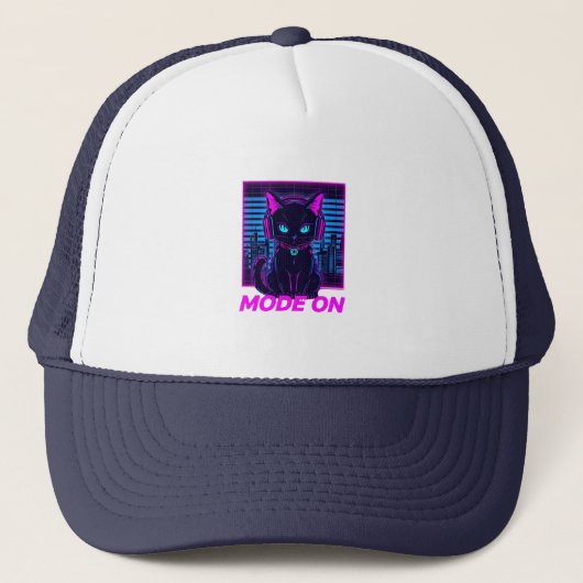 Neon Cat Mode ON – Cyberpunk Gamer Cat Hoodie & T- Trucker Pet (Voorkant)