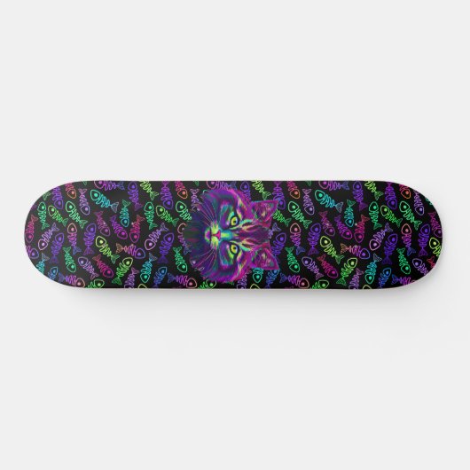 Neon Cat Persoonlijk Skateboard (Horizontaal)