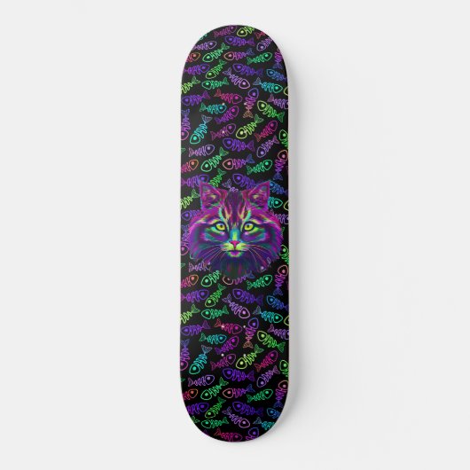 Neon Cat Persoonlijk Skateboard (Voorkant)