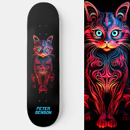 Neon Cat Tribal Tattoo Kunst Persoonlijk Skateboard