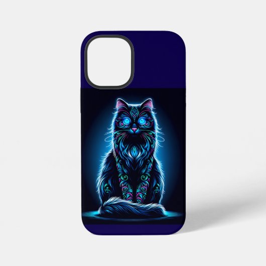 Neon Cat Vivid Achtergrond-97948 iPhone Hoesje (Achterkant)