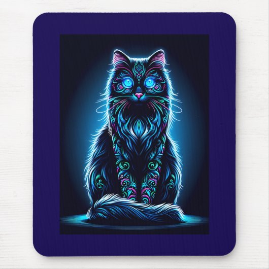Neon Cat Vivid Achtergrond-97948 Muismat (Voorkant)