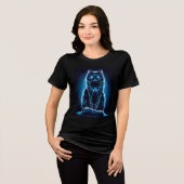 Neon Cat Vivid Achtergrond-97948 Tri-Blend Shirt (Voorkant volledig)