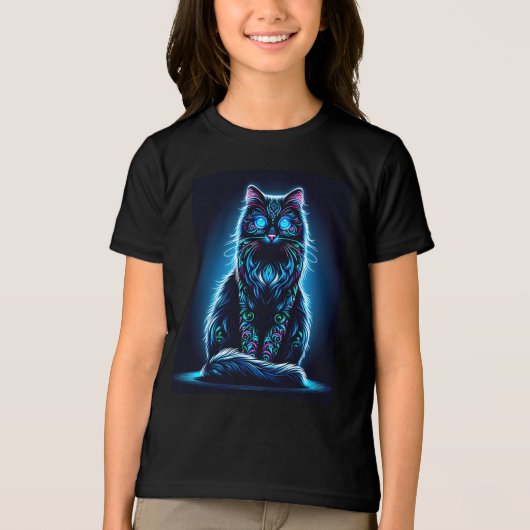 Neon Cat Vivid Achtergrond-97948 Tri-Blend Shirt (Voorkant)