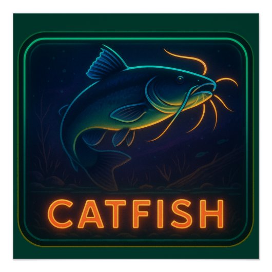 Neon Catfish Poster Print (Voorkant)