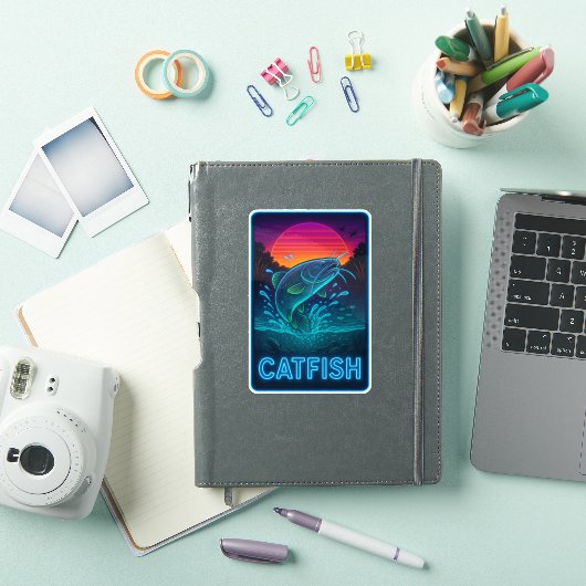 Neon Catfish-Sticker Sticker (iPad Cover)