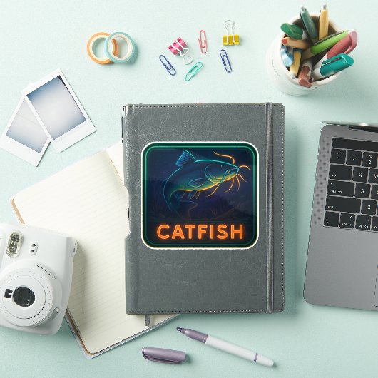 Neon CATFISH-sticker Sticker (iPad Cover)